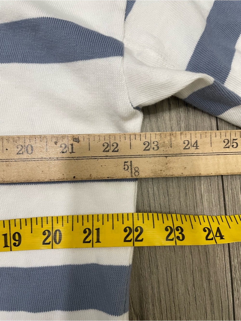 AYR The Early Mornings Tee M Long Sleeve Knit Blue White Striped Cotton Casual - Picture 6 of 7